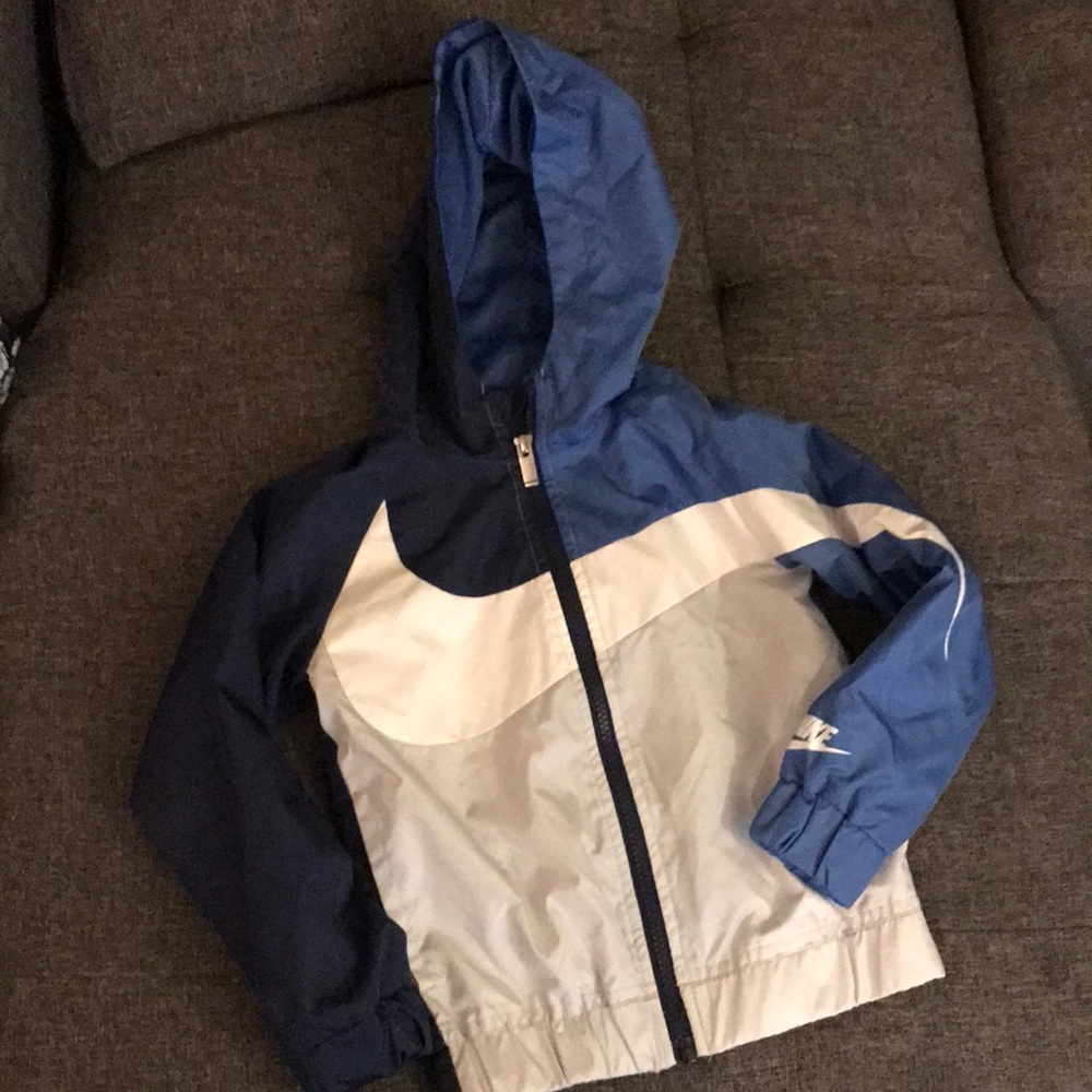 Nike Kids Blue hoodie windbreaker Sz 4 clean Gd condition